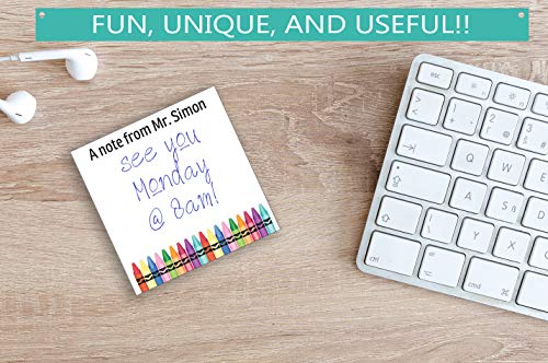 Sticky Notes Personalized with Your Text // Crayon Design, Unique Teacher Gift idea, Personalized, Custom Name, 3\"x3\" Sticky Note Pads (2) - Thumbnail 4