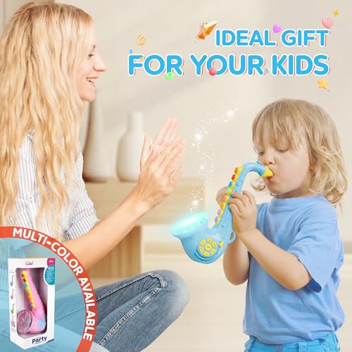 image for Contixo KT1 Toy Saxophone, Blue Digital Saxaboom, Trumpet, Clarinet wi
