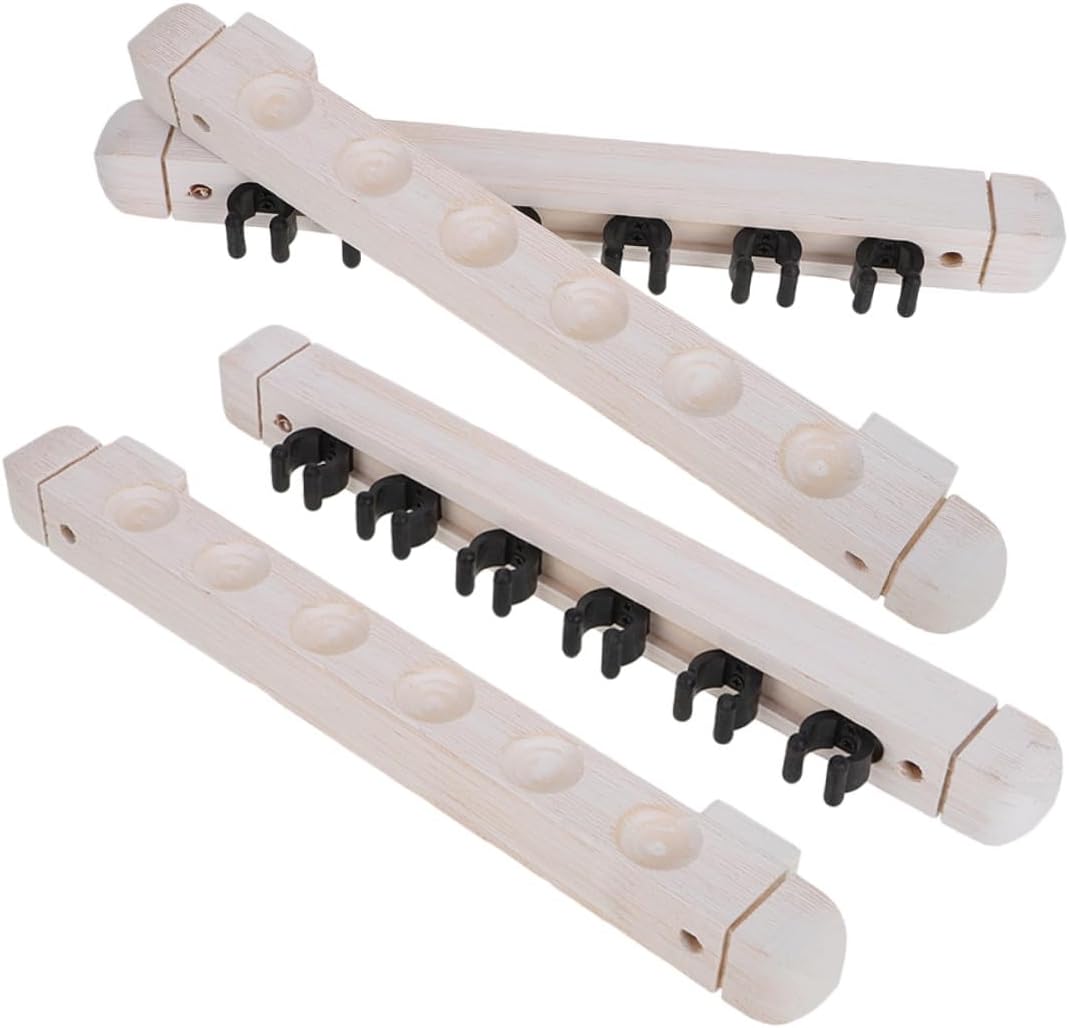 Totority Solid Wood 6-hole Wall Mounted Pool Cue Rack 2-pair Billiards Cue Storage Holder Multifunctional Organizer for Residential Recreation Room