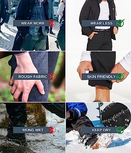 Natuvenix Hiking Pants For Men, Fleece Lined Water-Resistant Winter Snow Ski Pants Men Softshell For Outdoor Fishing #TOP2