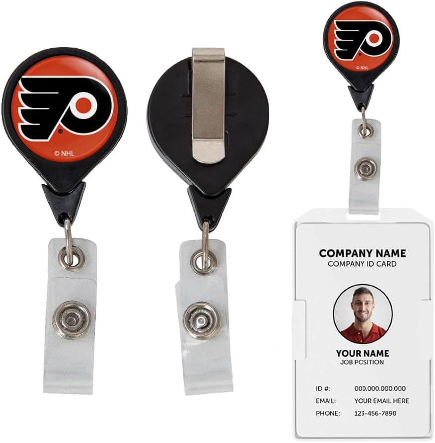 Desert Cactus Philadelphia Flyers Retractable Badge Holder NHL Philly Team ID Reel with Ticket Clip for Lanyard, Work, School & Office Access