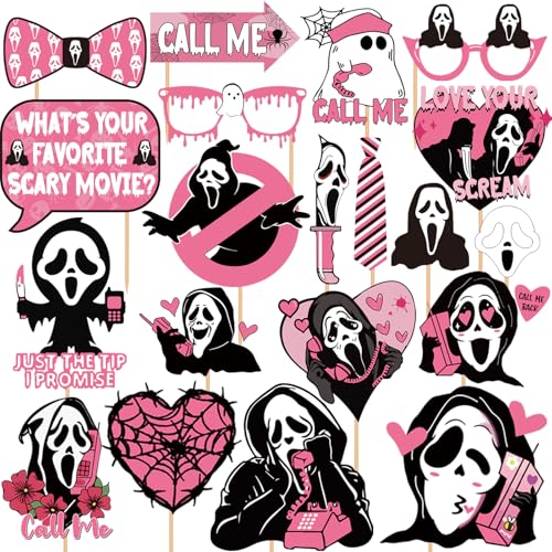 20Pcs Pink Halloween Decorations Photo Booth Props Pink Halloween...