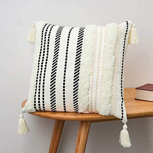 1 Stück Boho Kissenbezug 45x45cm, Makramee Kissenbezüge Kissenhülle Dekokissen mit Quasten, Dekorative Kissen Boho Style…