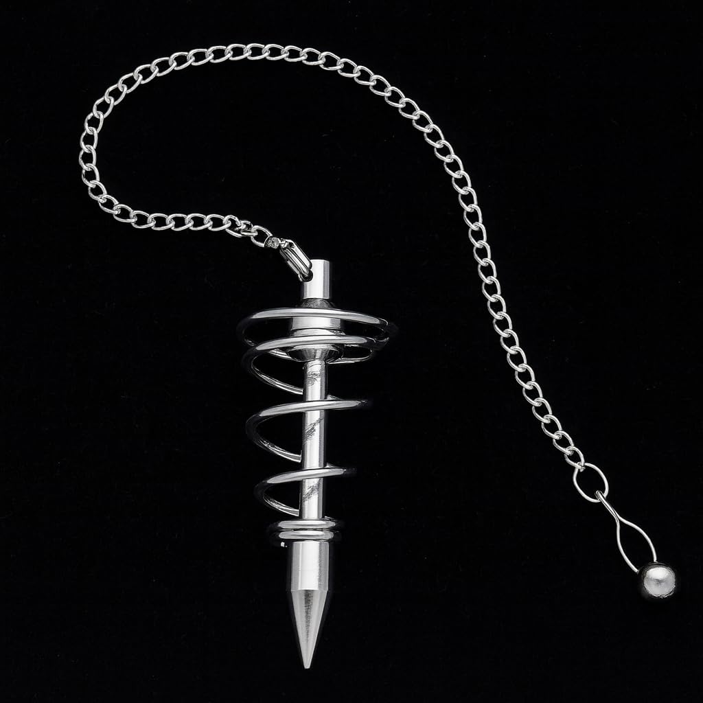Pendolo a forma di spirale, metallo, color argento, grande