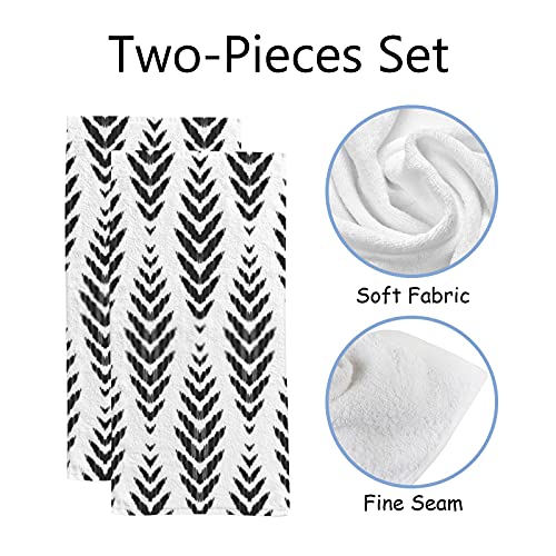 Herringbone Black And White Graphic Hand Towels Set 2 For Bathroom Kitchen Towels Microfiber 2 Bath Towel Absorbent Dish Fingertip Towels For Guest Gym Spa And Bar 30 X 15 Inch #TOP1
