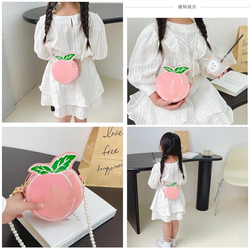 Fruit Crossbody Purse with Pearl Strap Mini Crossbody Shoulder Bag Peach Pink Purse Gift for Girls Furit Shoulder Bag2