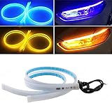 HUUSO 2-Pack Car Headlight LED Strip Light, Sequential LED DRL and Turn Signal Light, Dual Color White Amber, Easy Installation, Compatible with Maruti Hyundai Exter (2023)