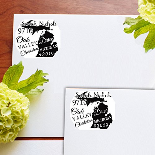 Custom Michigan State Map Rubber Stamp Personalized Family Address Ink Stamper Engagement Gift #TOP1