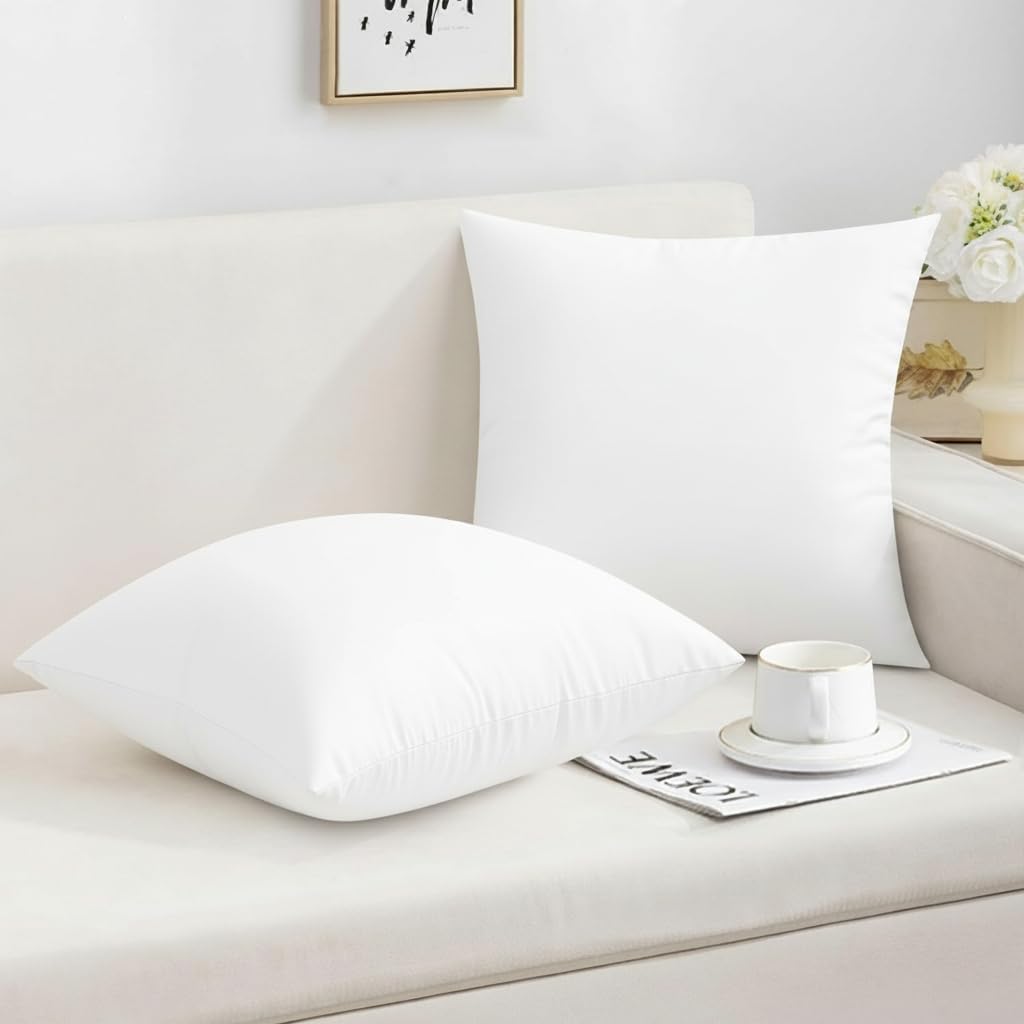 Loomerig White Hotel Quality Cushion Insert 20" X 20" Inch (50Cm X 50Cm) - Plump, Durable & Hypoallergenic Pillow Inner - Square Firm Pillows Insert For Sofa, Bed & Home Decor Pack Of 4