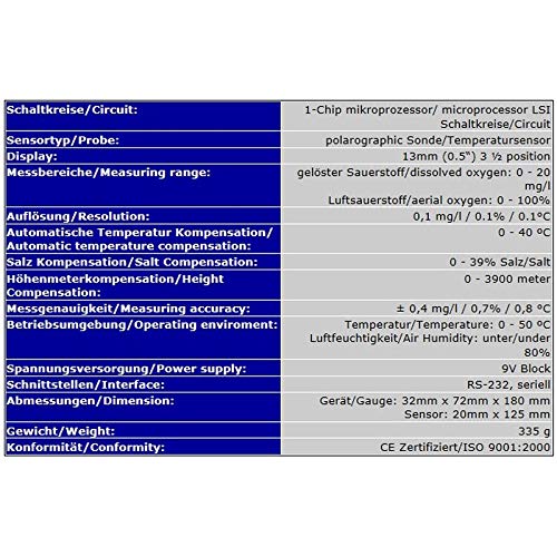 Sauerstoffmessgerät Tester Prüfer Messer (Aquarium, Teich, Fischzucht,Wasser & Luft, Rauchgas, usw.) Labor/Schule/Bergbau/Landwirtschaft SA2