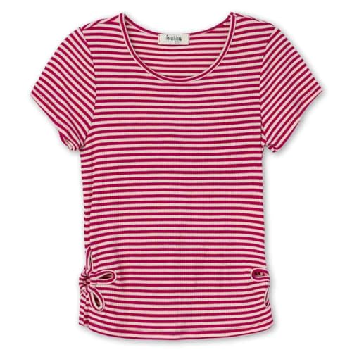 Speechless Girls' Short Sleeve Stripe Floral Design Top