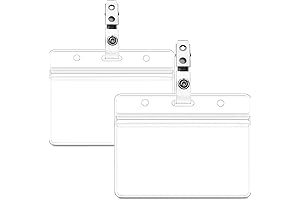 Horizontal ID Badge Holder with Clip: 2-Pack Clear PVC Name Badge Holders