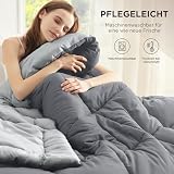 BEDSURE Bettdecke Ohne Bezug 135x200 - Bettdecke 135x200 für Allergiker, Warm & Gemütlich Ganzjahresdecke 300GSM Füllung, Waschbare Duvet für 4 Jahreszeiten, Grau/Hellgrau