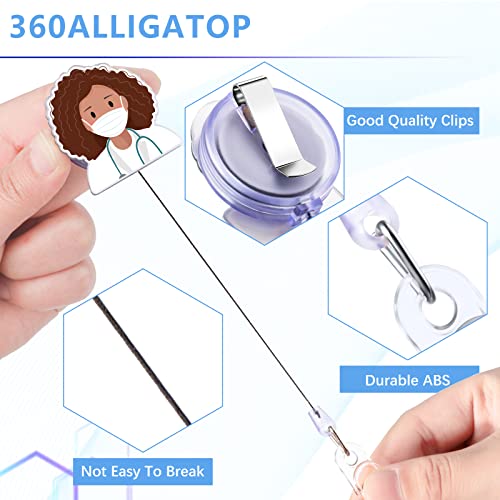 6 Pcs Black Girl Nurse Badge Holder Retractable Nurse Badge Reel Cute Badge Reels Retractable Nurse Badge Reel Badge Holder With Clip Nurse Id Badge Holder For Nurse Doctor Student (Adorable Style) #TOP1