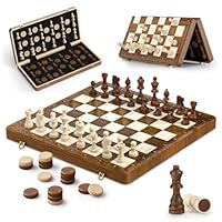 GGIE Chess Set,Wooden Magnetic Chess Board for Adults Kids