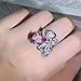 CIUFEWEK S925 Silver Beautiful Bow All Diamond Pink Zircon Ring Pear Shape Water Drop Diamond Ring Elegant Women's Engagement Wedding Ring 7