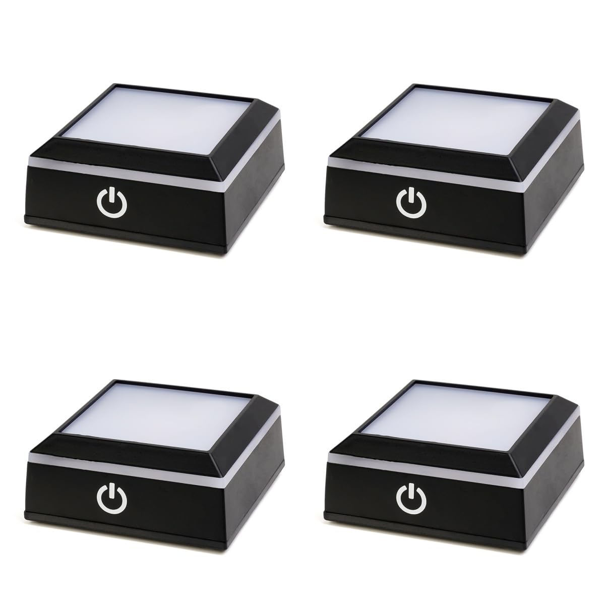 3D Art Lighting Stand for Craft Collectors - Touch Control Crystal Base with Dual Power (USB/Battery, 7oz) Set of 4