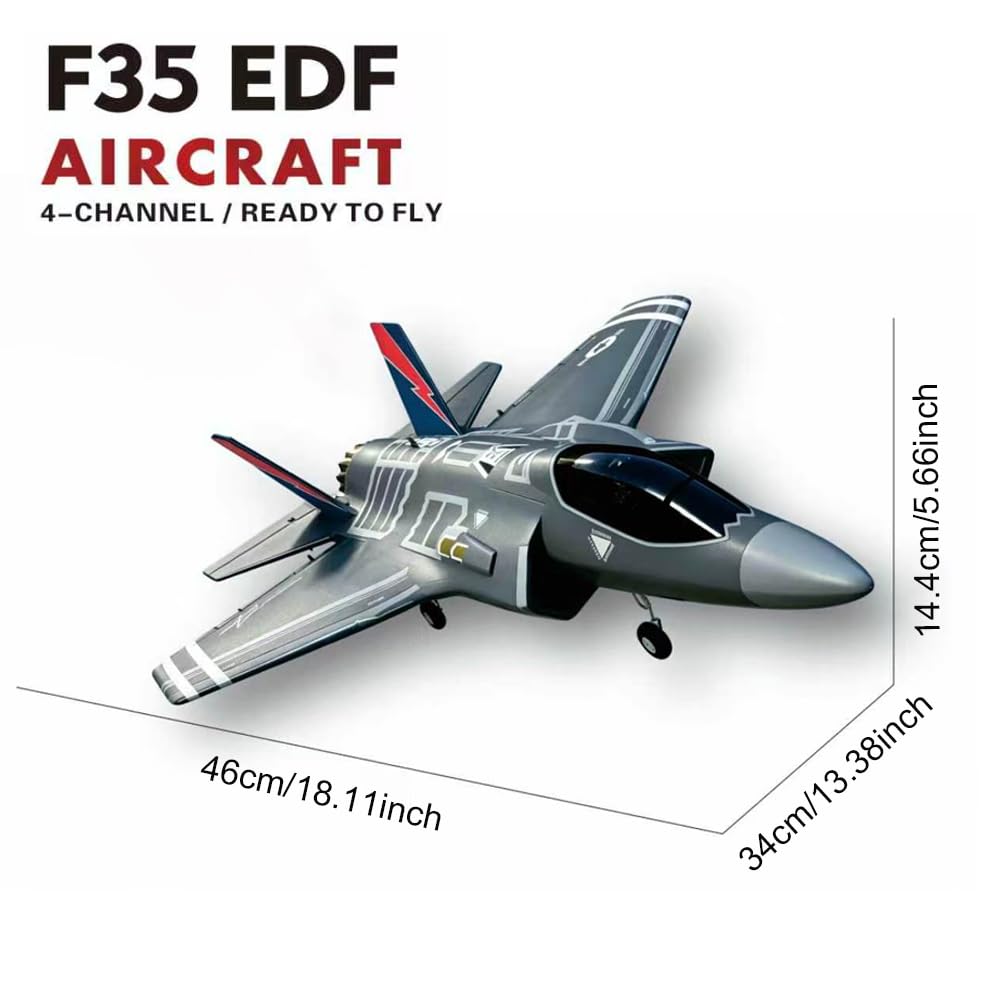 F35 RC Flugzeug für Erwachsene 3D6G Brushless 40mm EDF RC Jet | 2,4GHz 4 Kanäle RC Flugzeug mit Gyro Stabilisierung EPP Schaumstoff Stunt Segelflugzeug inklusive 2 Akkus und Ersatzteilen