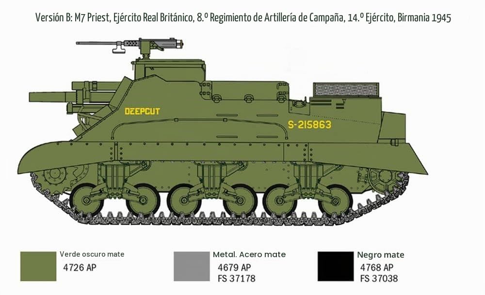 Italeri 6580S Army 1:35 US M-7 Priest Howitzer Self-Prop, modelismo, Kit de construcción, construcción de Modelos, Manualidades, aficiones, Pegar, Juego de plástico, Verde Marino, zzzz-s
