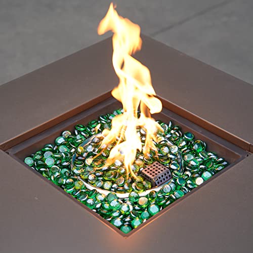Onlyfire Flat Fire Glass Beads For Propane Fire Pit, 1/2 Inch Reflective Firepit Glass Rocks 10 Pounds Flat Marbles For Gas Fireplace And Fire Pit Table, Emerald Green #TOP5