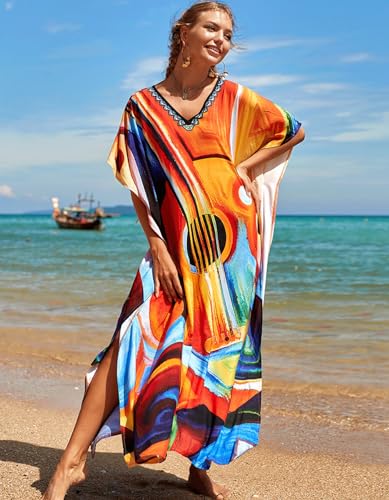 Image of NFVNKJ Women's Plus Size Beach Lounge Kaftan Maxi Dress Swimsuit Coverup for Women