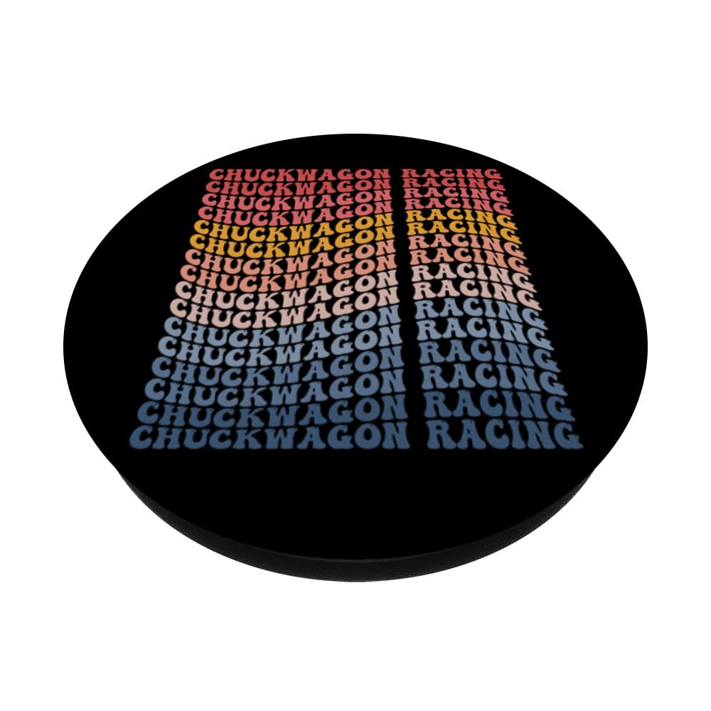 Chuckwagon Racing Groovy Retro Sports PopSockets Swappable PopGrip, Black - Image 2