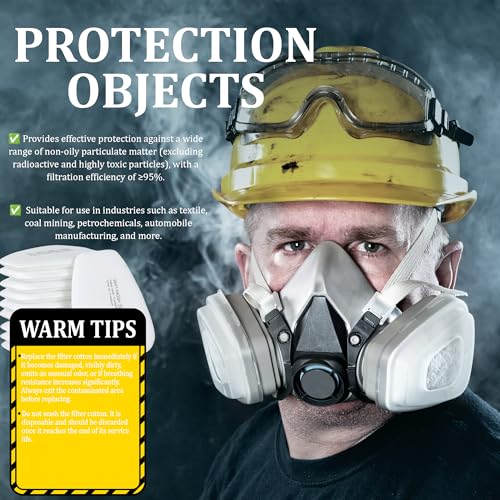 Image of Gas Mask Respirator Set Activated Carbon Filters & Protective Goggles | 6200 Industrial Mask For Epoxy Resin Work, Wall Painting, Welding, Polishing, Spraying & Gas, Construction