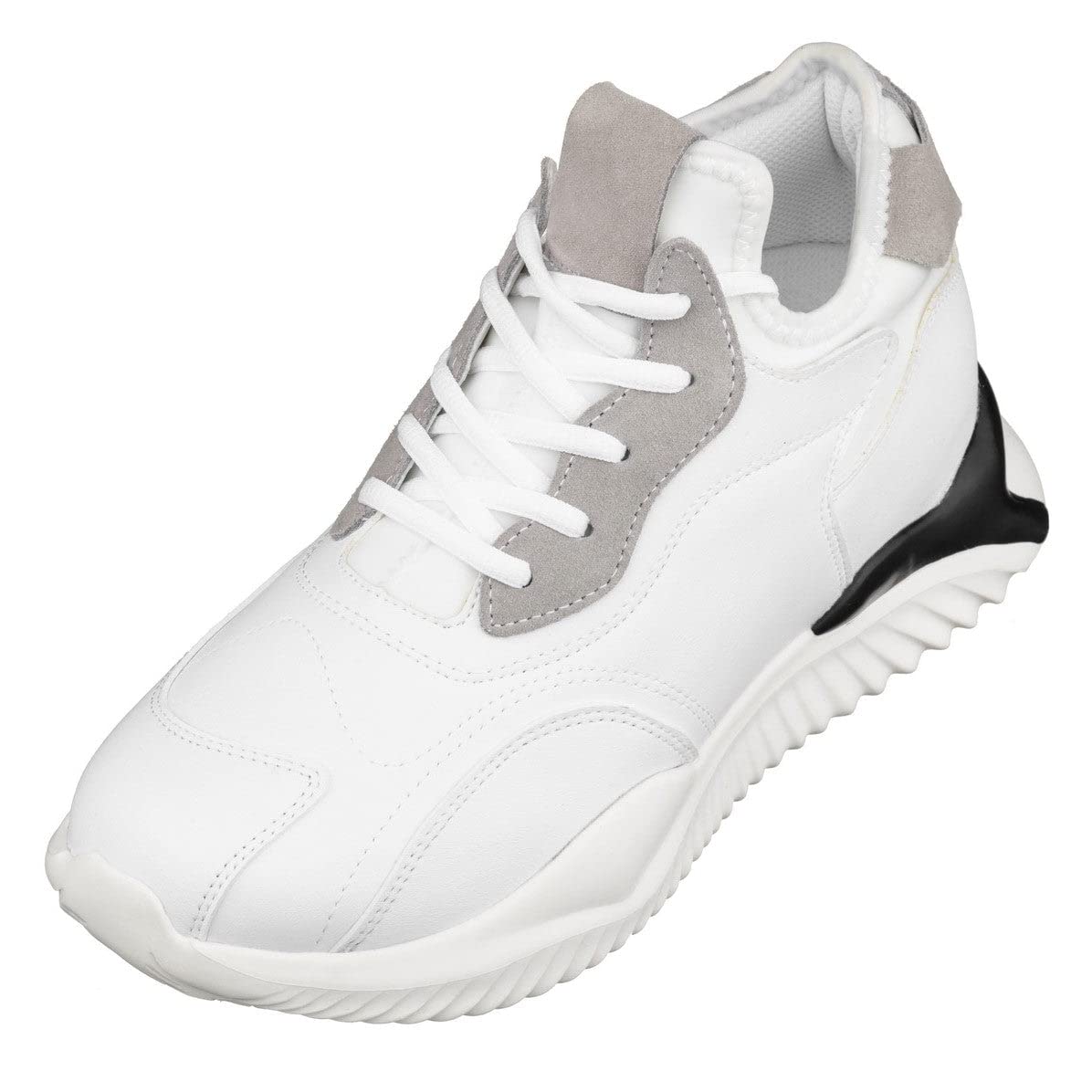 CALTOMen's Invisible Height Increasing Elevator Trainer Shoes - Lace-up Lightweight Fashion High-Top Sneakers - 3.2 Inches Taller