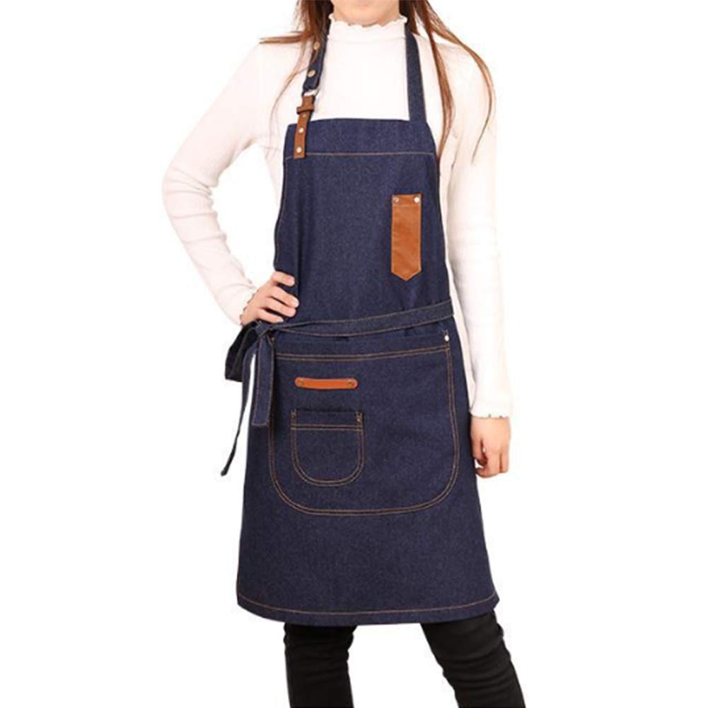 Work Apron Unisex Heavy Duty Canvas Workman Engineers Carpenter Apron Cowboy Apron with Waterproof Function Soft for Kitchen Garden Pottery Garage Cafe,Blue