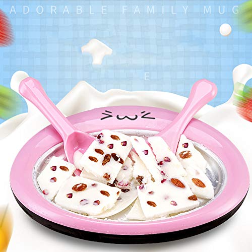 Fikujap Roll-Eiscreme-Hersteller Runde Sofort Eismaschine mit 2 Spachteln Fried Eismaschine Tray Grad Mat EIS Zeit Pan… – Bild 7