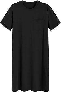 Men's Cotton Nightshirt Short Sleeves Sleep Shirt Nightgown