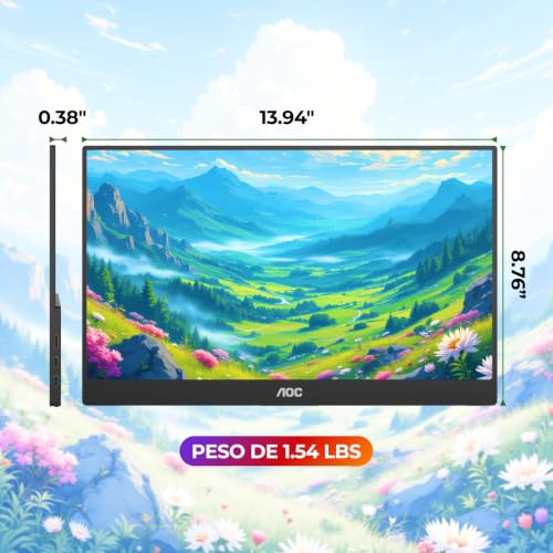 15.6" AOC 16T20 FHD 60Hz IPS Portable Monitor - image 5