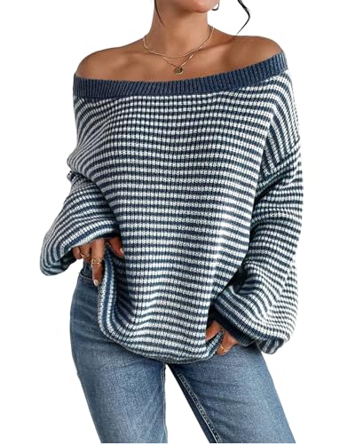 Image of ZAFUL Sweaters for Women Off Shoulder Knit Sweater with Long Sleeve Loose Pullover Jumper Tops