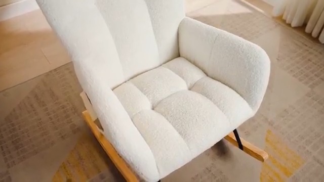 Sillón ergonómico cómodo beige madera miniatura 7