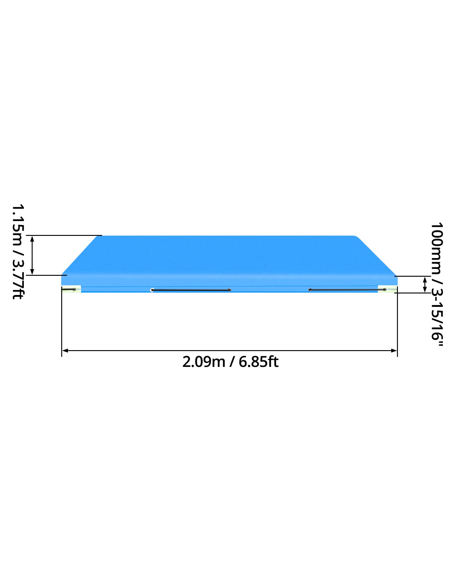 QWORK® płaska plandeka z liną plandekową - 209x115x10 cm - Wzmocniony materiał PVC 420D - Przyczepa samochodowa 750 kg