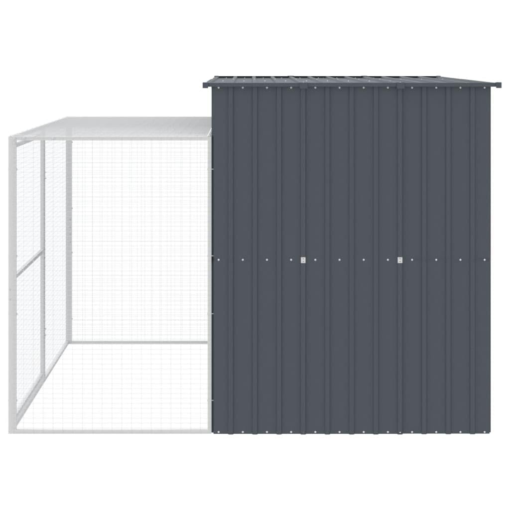 Cuccia per cani con beccuccio antracite in acciaio zincato, 214 x 253 x 181 cm, cuccia per cani da giardino, gabbia per cani con tetto, cuccia per animali da esterno, resistente alle