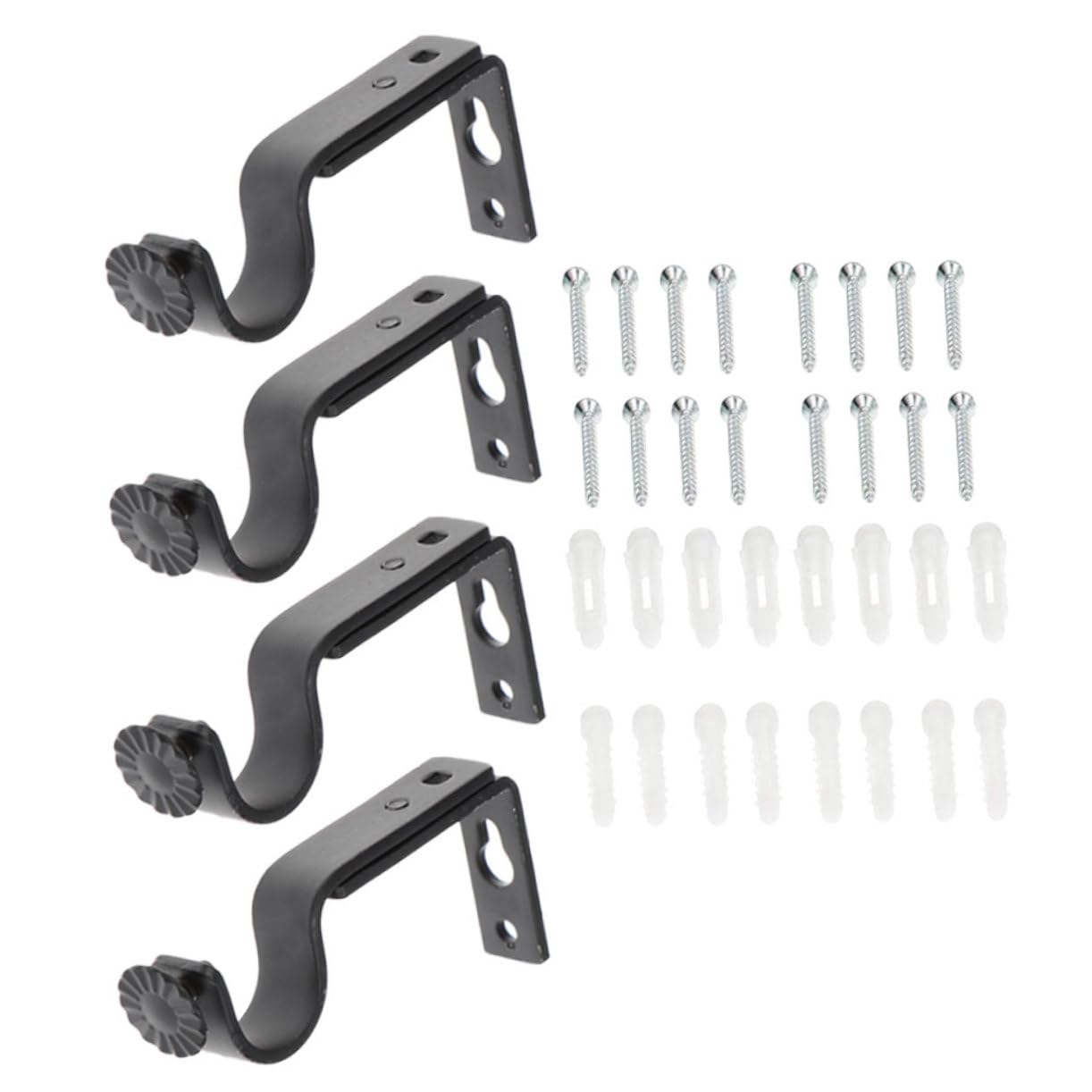 MAGICLULU Lot de 16 Supports De Tringle À Rideau Robustes en Métal Noir