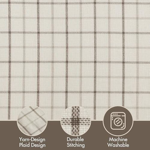 Image of Madison Park Anaheim Cabin Plaid Curtain Window, Thermal Insulated Fleece Lining, Living Room Decor Room Darkening Drape for Bedroom, 1-Single Panel Pack, 50x95 Faux Leather Tab Top, Natural