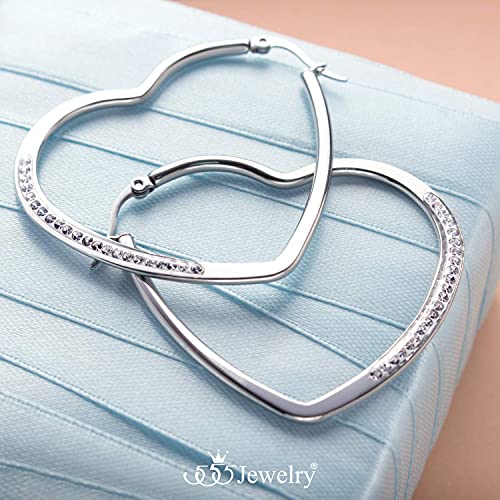 555Jewelry Womens Heart Shape Love Stainless Steel Large Statement Hoop Earrings Hypoallergenic2