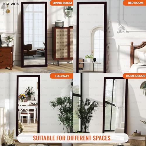 Image of Brown 5.25ft Long Size PVC Wood Rectangular Wall Hanging Mirror | Horizontal & Vertical Wall Mounted Makeup Vanity HD Mirror | Wall Mirror Full Length for Dressing Room, Living Room