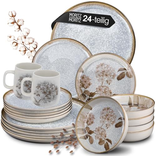 Moritz & Moritz BLOSSOM Porzellan Geschirrset 6 Personen 24-tlg. -...