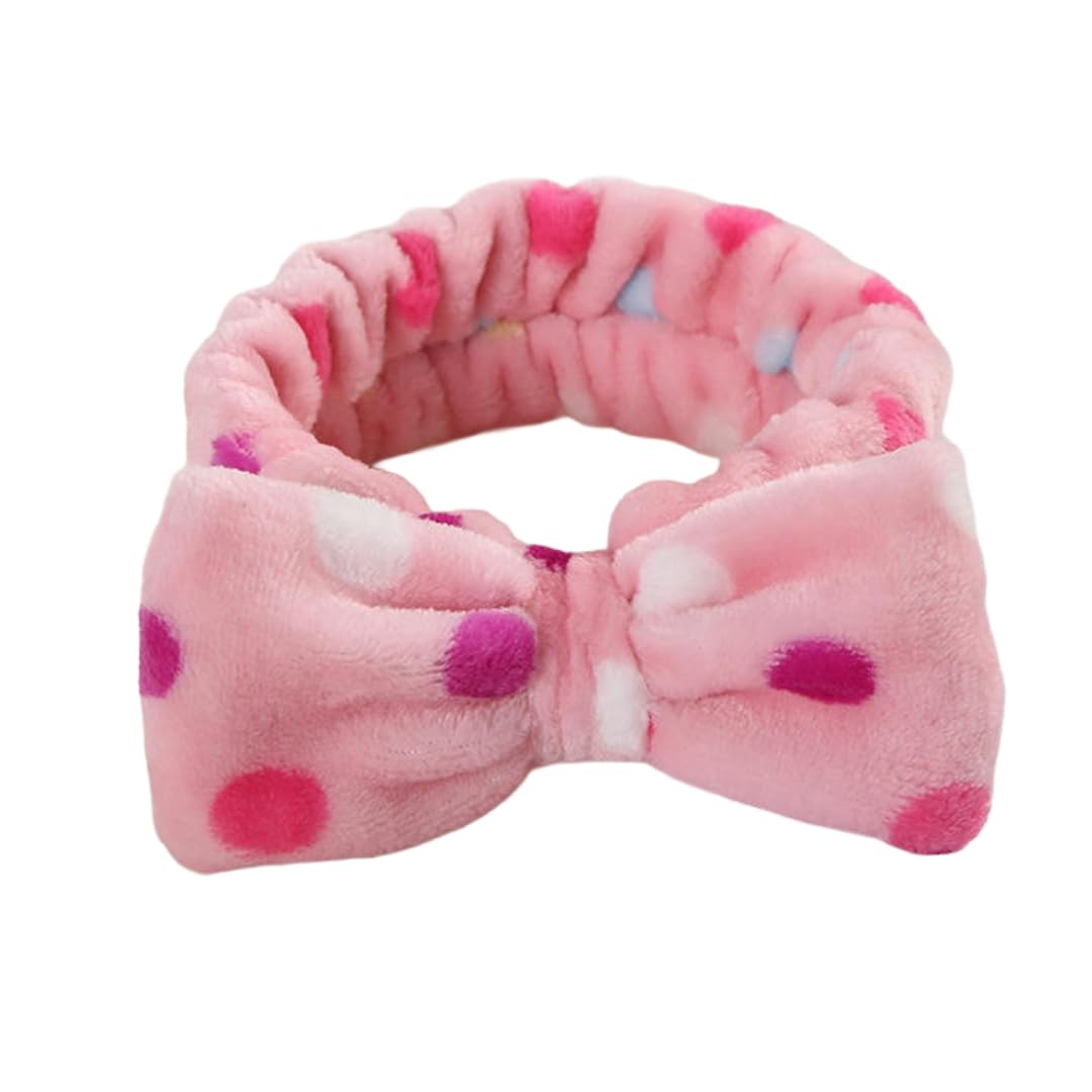 COSLUXE Professional Soft Plush Bow Spa Headband Makeup Hair Band for Facial Skincare Face Washing Makeup Cleansing Cute Bow Velvet Elastic Head band for Girls women Multicoloured (PACK OF 1)-image-45