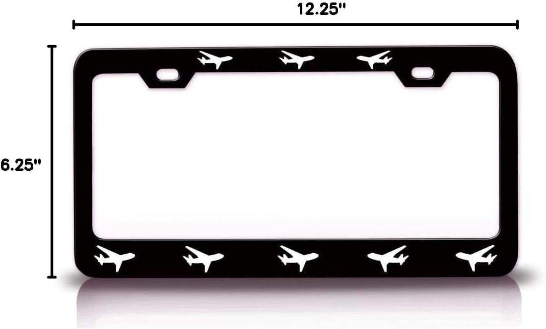 Airplane Logos & Signs Metal Black Car SUV Truck License Plate Frame c61