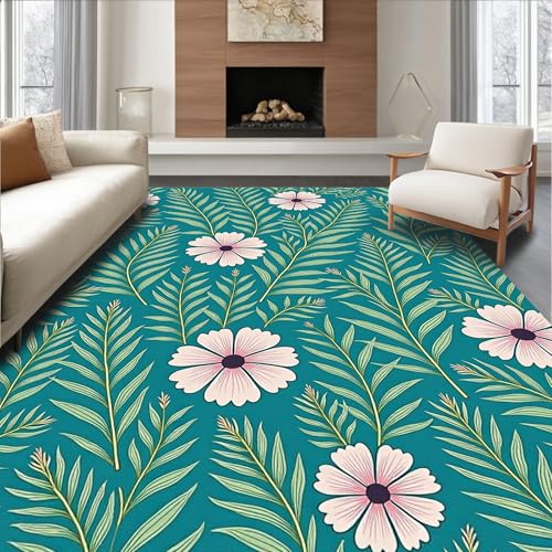 Flatwoven High Traffic Area Rug 8x10, Botanical Latch Design with