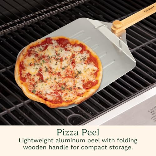 Cuisinart 3 Piece Deluxe Pizza Grilling Pack, 14” Round Pizza Stone for Oven and Grill, Includes Cutter and Foldable Stainless Steel Peel, Complete Set to Build Your Own Pizzas at Home - image 5