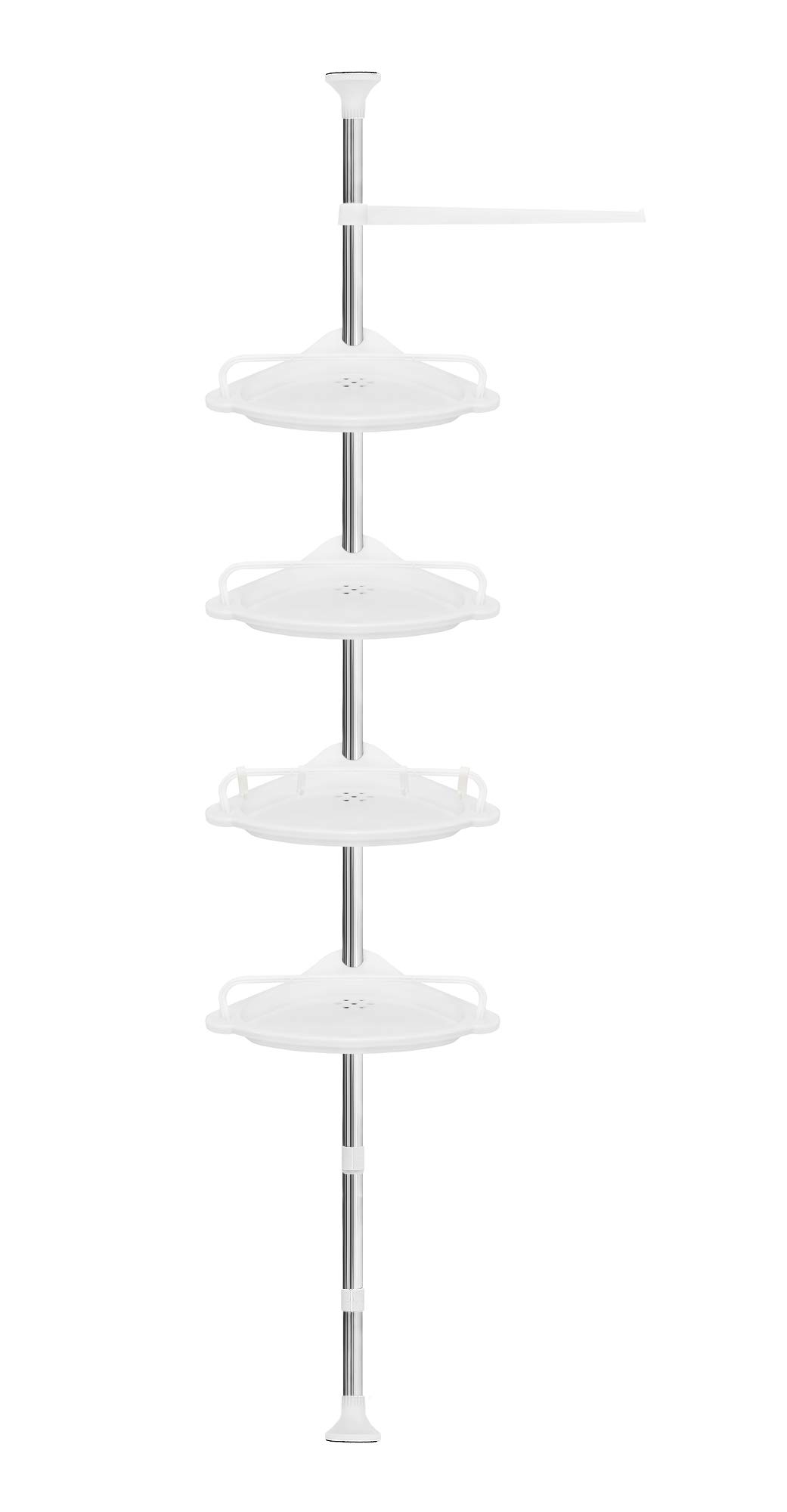 Iso Trade Corner Shelf Shower Telescopic Pole 230-292cm 4 Shelves 1 Hanger Rubber Feet 6548 Marca