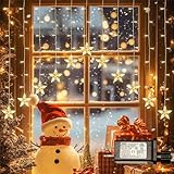 YOUNGAR Stars Icicle Lights,Younger Stars Curtain Lights,11.5ft 118LED Hanging Lights for Home Bedroom Ceiling, Warm White Lights Decor for Wall Indoor, Outdoor, Party, Garden Christmas