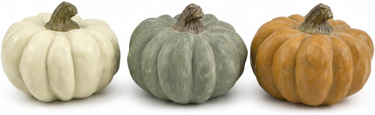 SHEHIM 3-Pack Fall Decor Decorative Resin Pumpkin Decorations Indoor