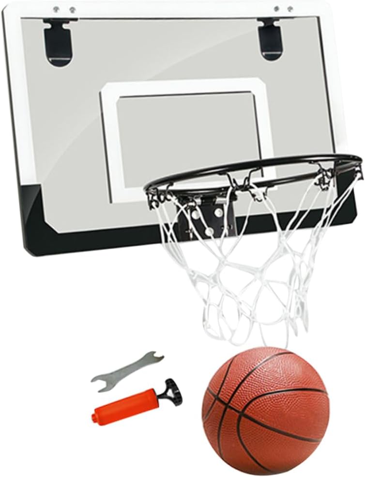 KICHOUSE Door Mount Basketball Set Mini Basketball Board Indoor Outdoor Easy Hang PVC Black