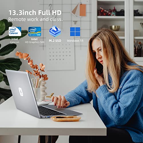ANSTA Laptop 13.3 Zoll FHD 8GB DDR3 512GB eMMC Notebook Intel Vier Kern Processor PC Computer Windows 11 Bluetooth 4.2 Dualband WLAN Erweiterbarer Speicher 1TB SSD und 256GB TF, Gray – Bild 8